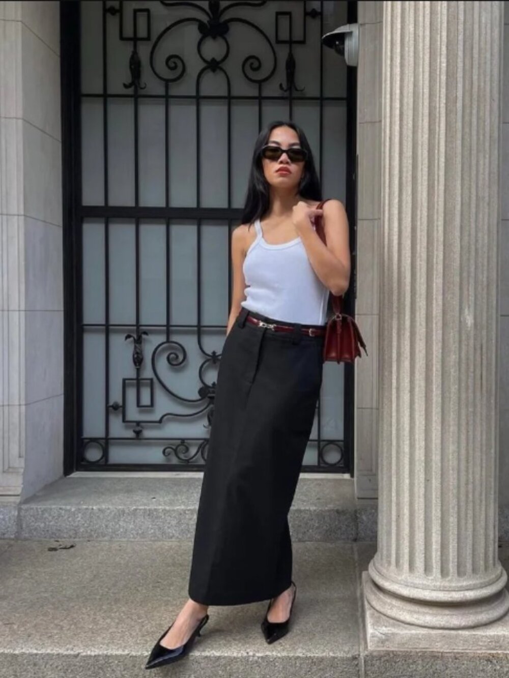 NWT Mayson The Label Twill Column Maxi Skirt in Black Extra Large